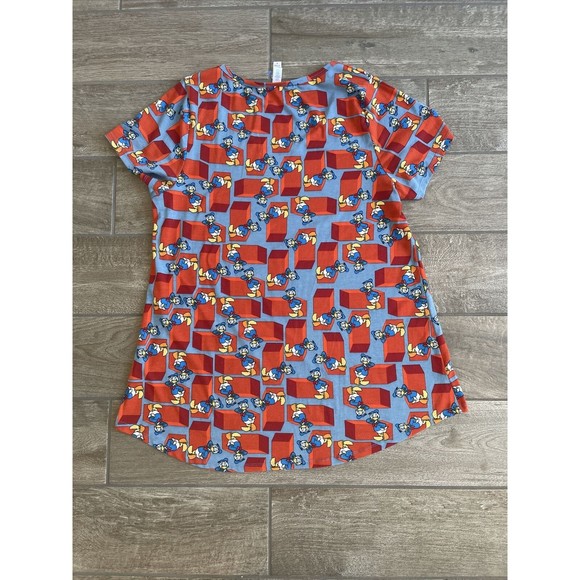 LuLaRoe Disney Shirt Womens Med. Simply Comfortable Donald Duck Oversized Hi-Low - Picture 6 of 6
